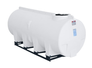 1010 Gallon Plastic Horizontal Sump Bottom Storage Tank with Skid in White