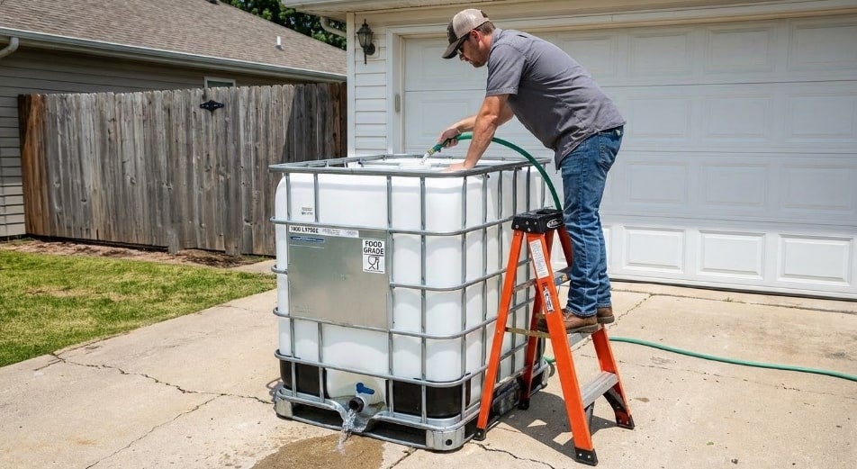 Safety measures to consider when repurposing an IBC tote for a DIY home project. Safety measures to consider when repurposing an IBC tote for a DIY home project.