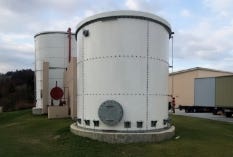 Large bolted steel water storage tank installed at an industrial facility Large bolted steel water storage tank installed at an industrial facility