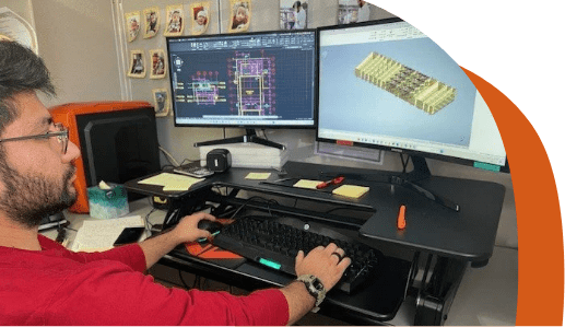 Engineer creating on a computer custom welding tank Engineer creating on a computer custom welding tank