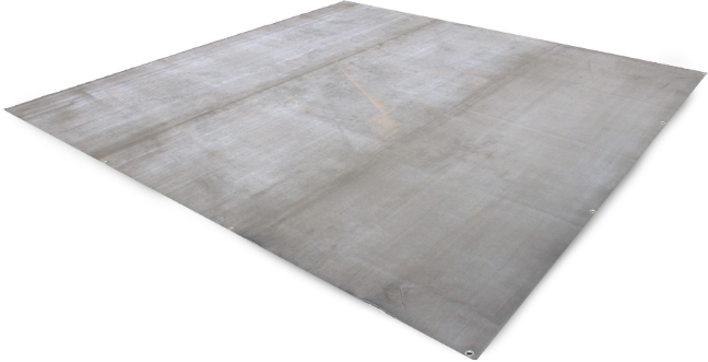 Flat gray Instaslab foundation mat shown on a transparent background for temporary tank or equipment support. Flat gray Instaslab foundation mat shown on a transparent background for temporary tank or equipment support.